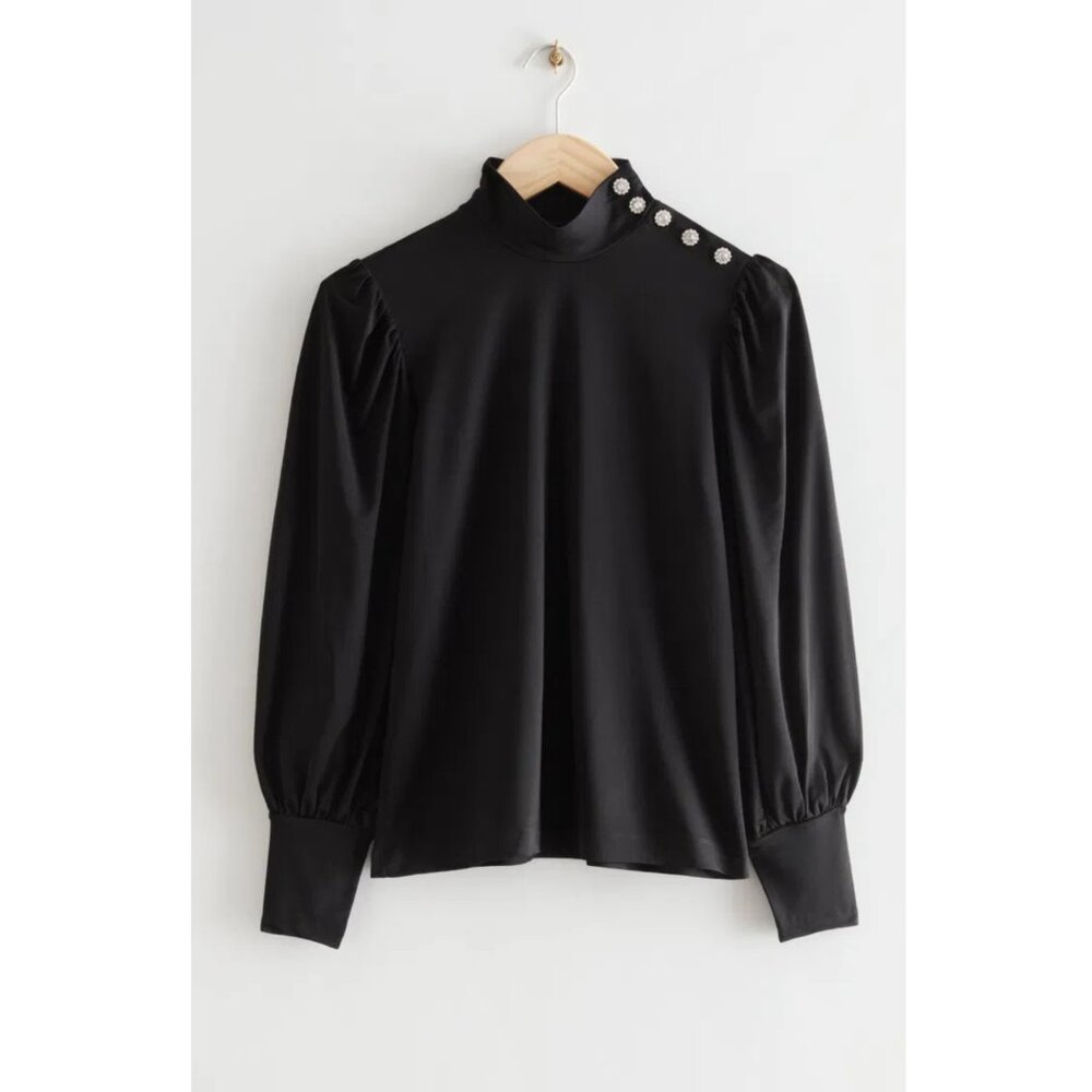 & Other Stories Diamanté Mock Neck Top - Picture 2 of 9